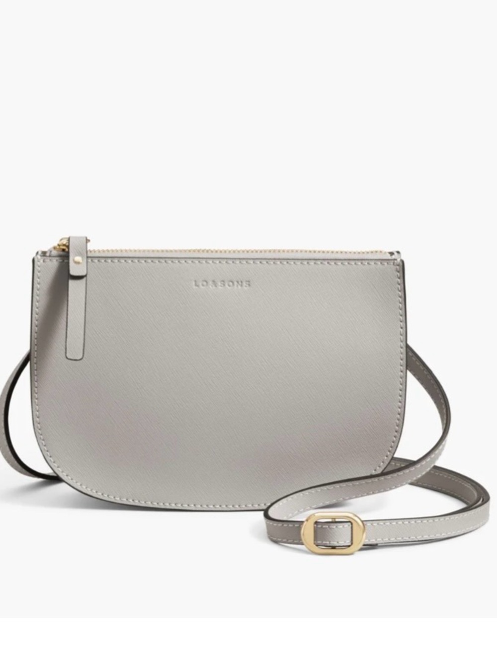 Lo & Sons Waverley 2 Small Convertible Crossbody Clutch Leather Light Grey NWOT